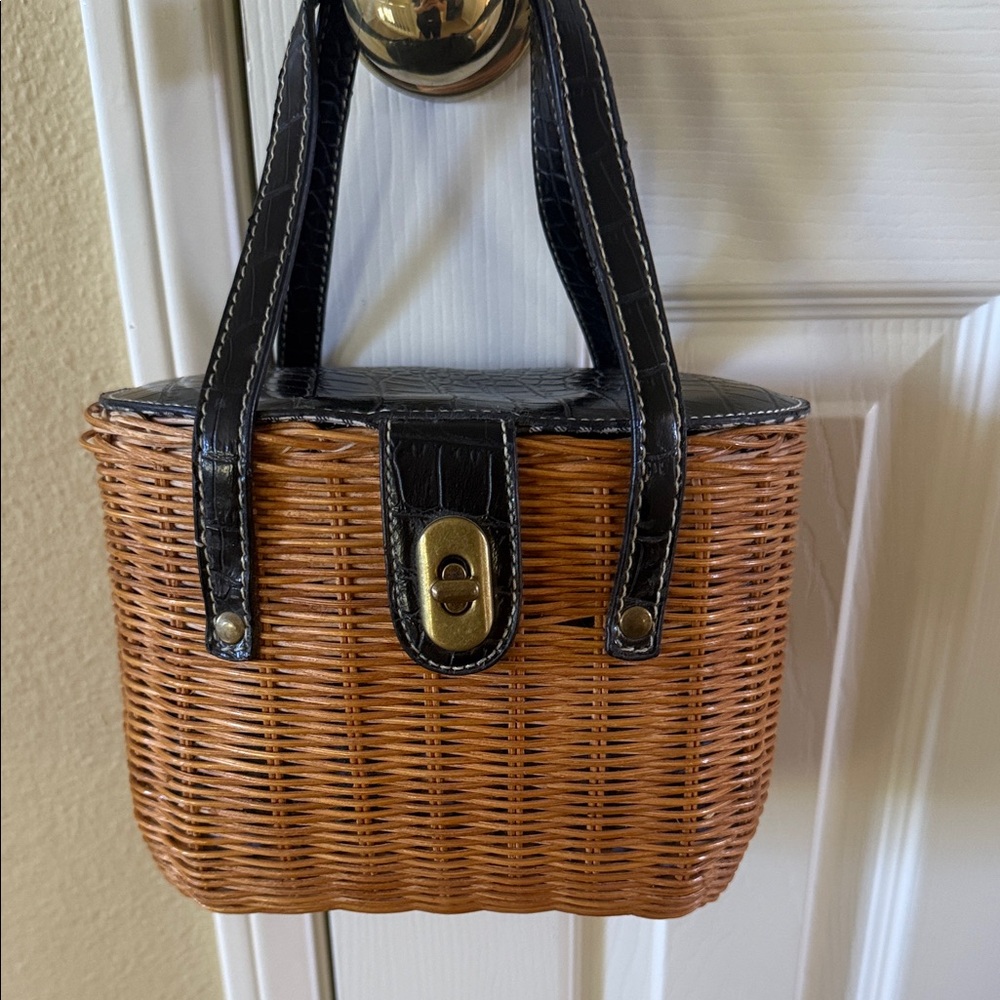 Vintage Stylish Black and Brown Woven Handbag
